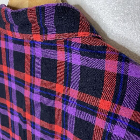 Savage Fenty Night Star Chaser Flannel Sleep Top Red Purple Black Women’s 8-10 - Picture 5 of 8